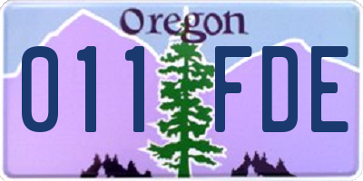 OR license plate 011FDE