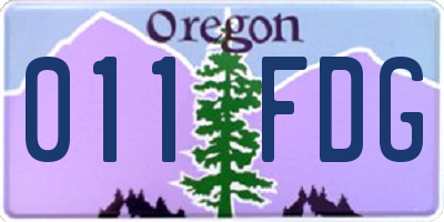 OR license plate 011FDG