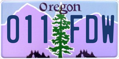 OR license plate 011FDW