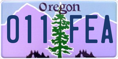 OR license plate 011FEA