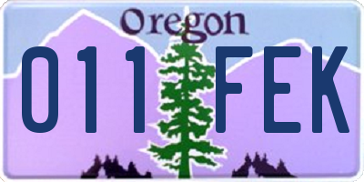 OR license plate 011FEK