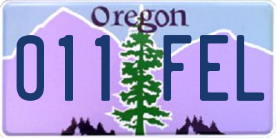 OR license plate 011FEL