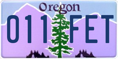 OR license plate 011FET