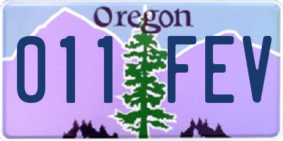OR license plate 011FEV