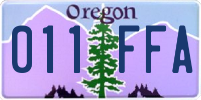 OR license plate 011FFA