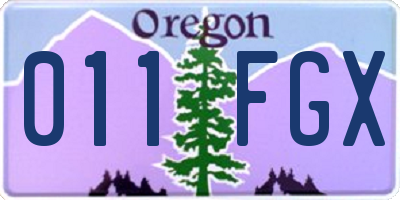 OR license plate 011FGX