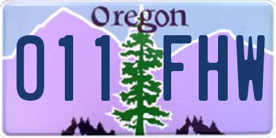 OR license plate 011FHW