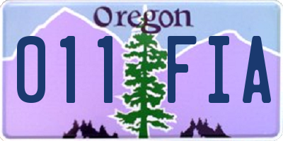 OR license plate 011FIA