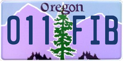 OR license plate 011FIB