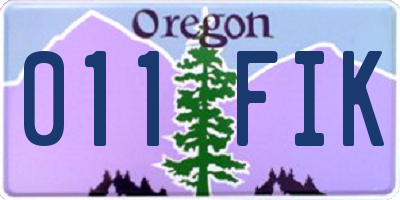 OR license plate 011FIK