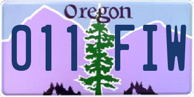 OR license plate 011FIW