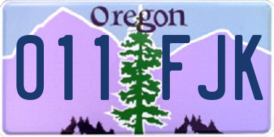 OR license plate 011FJK
