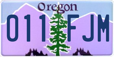OR license plate 011FJM