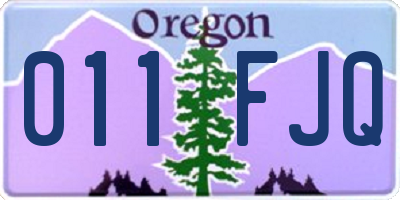 OR license plate 011FJQ
