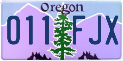 OR license plate 011FJX
