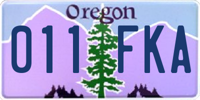 OR license plate 011FKA