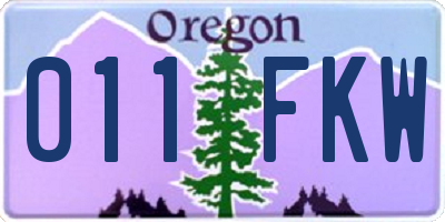 OR license plate 011FKW