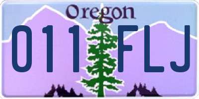 OR license plate 011FLJ