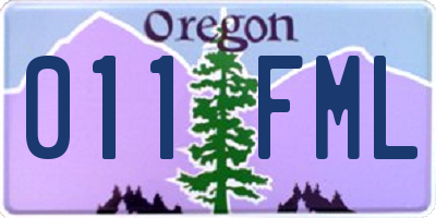 OR license plate 011FML