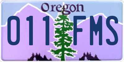 OR license plate 011FMS