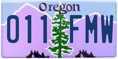 OR license plate 011FMW