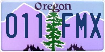 OR license plate 011FMX
