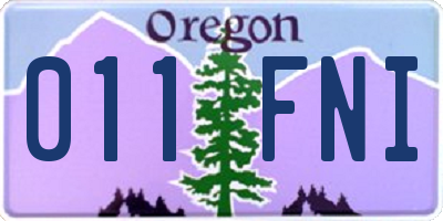 OR license plate 011FNI