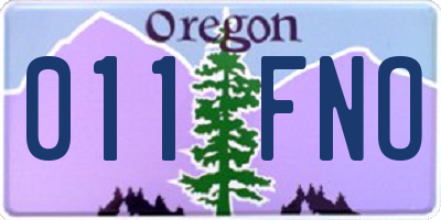 OR license plate 011FNO