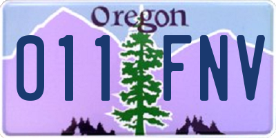 OR license plate 011FNV