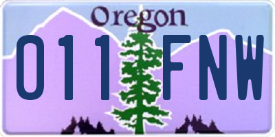 OR license plate 011FNW