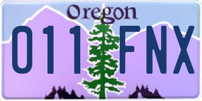 OR license plate 011FNX