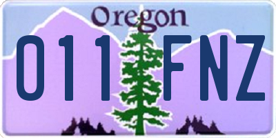 OR license plate 011FNZ