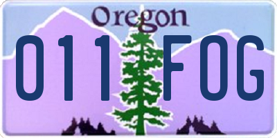 OR license plate 011FOG