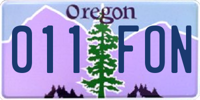 OR license plate 011FON