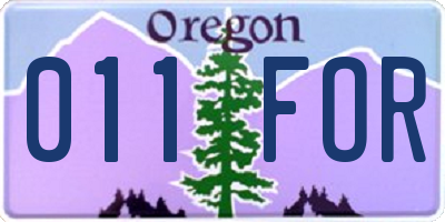 OR license plate 011FOR