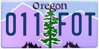 OR license plate 011FOT