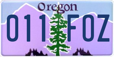 OR license plate 011FOZ