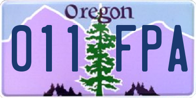 OR license plate 011FPA