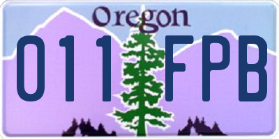 OR license plate 011FPB