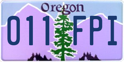 OR license plate 011FPI