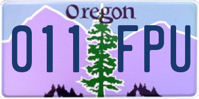 OR license plate 011FPU