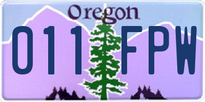 OR license plate 011FPW