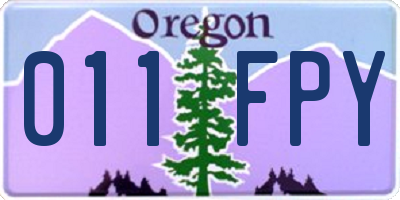 OR license plate 011FPY