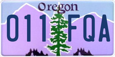 OR license plate 011FQA