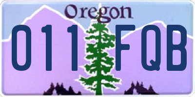 OR license plate 011FQB