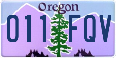 OR license plate 011FQV