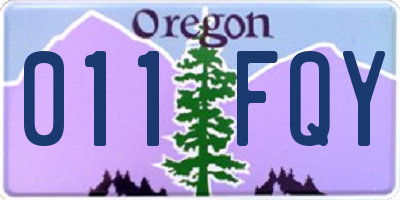 OR license plate 011FQY