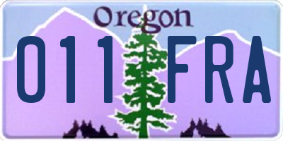 OR license plate 011FRA