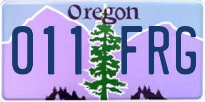OR license plate 011FRG