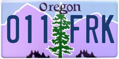 OR license plate 011FRK